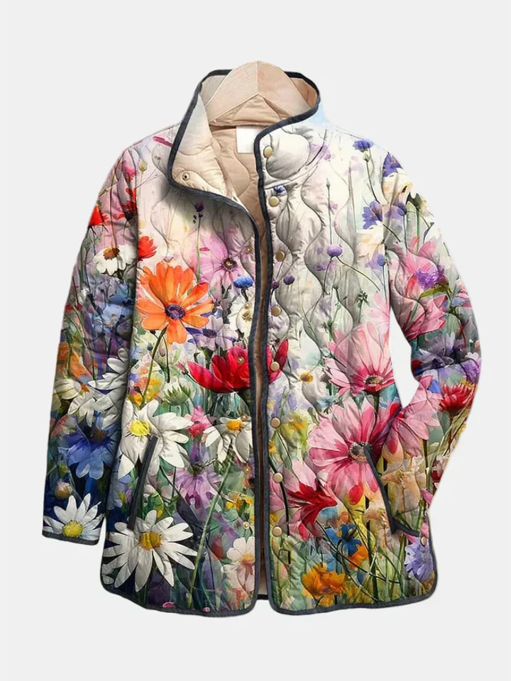 Kaia™ | Charming Vintage Floral Print Quilted Jacket