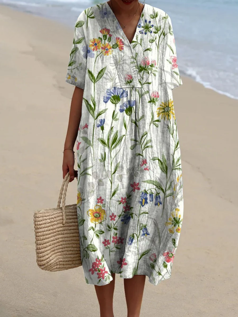 Women's Vintage Floral Casual Flowing Dress Beach