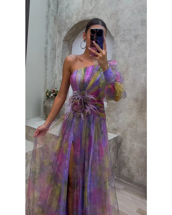 Orit™ | Asymmetrical One-Sleeve Dress with Slit
