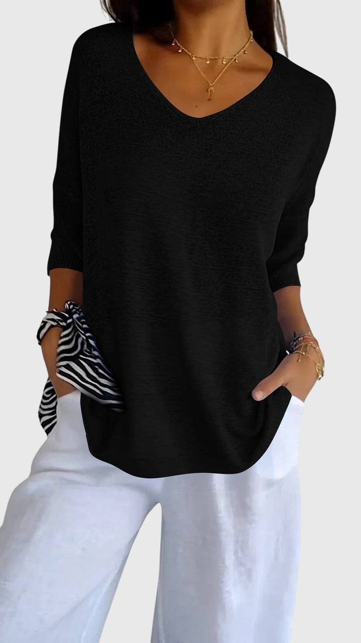 Cassandra™ - Elegant V-Neck Top