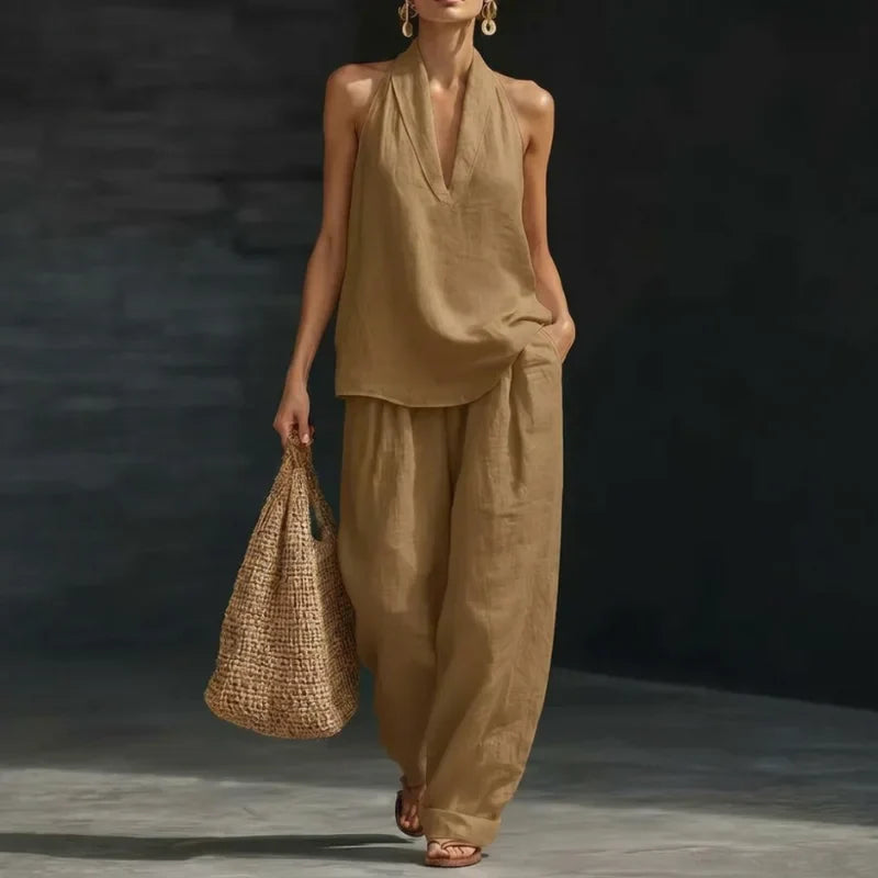 Ainhoa | Two-piece set with linen texture