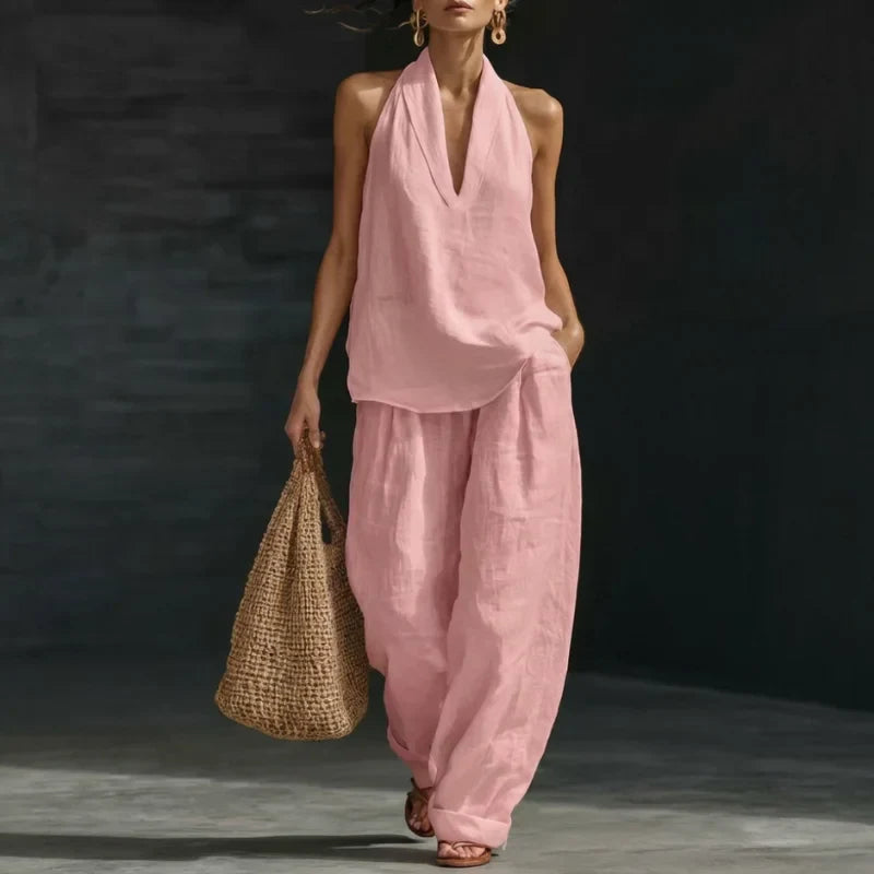 Ainhoa | Two-piece set with linen texture