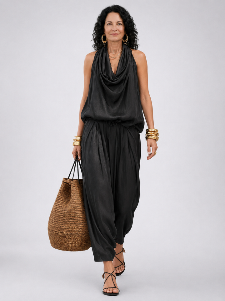 Serena Halter Top and Pleated Pants Set
