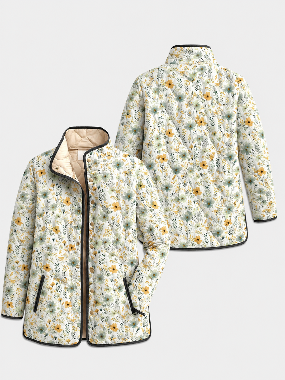 Cheryl | Delightful Floral-Printed Quilted Jacket