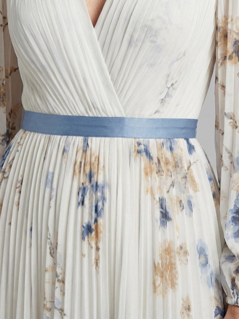 Clarice™ | Long Sleeve V Neck Floral Maxi Dress