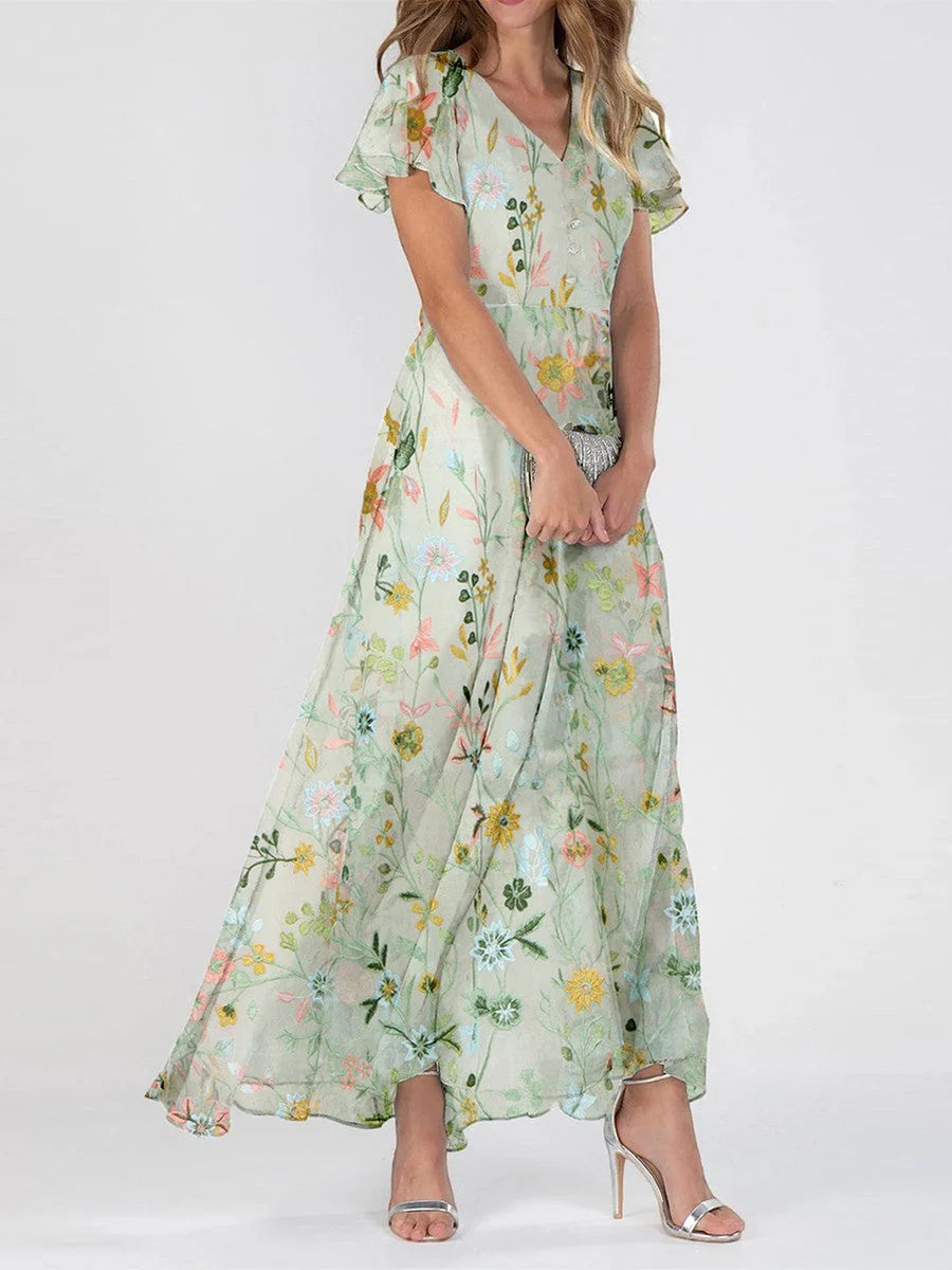 Embera™ | ELEGANT FLORAL TUMMY-COVERAGE MAXI DRESS