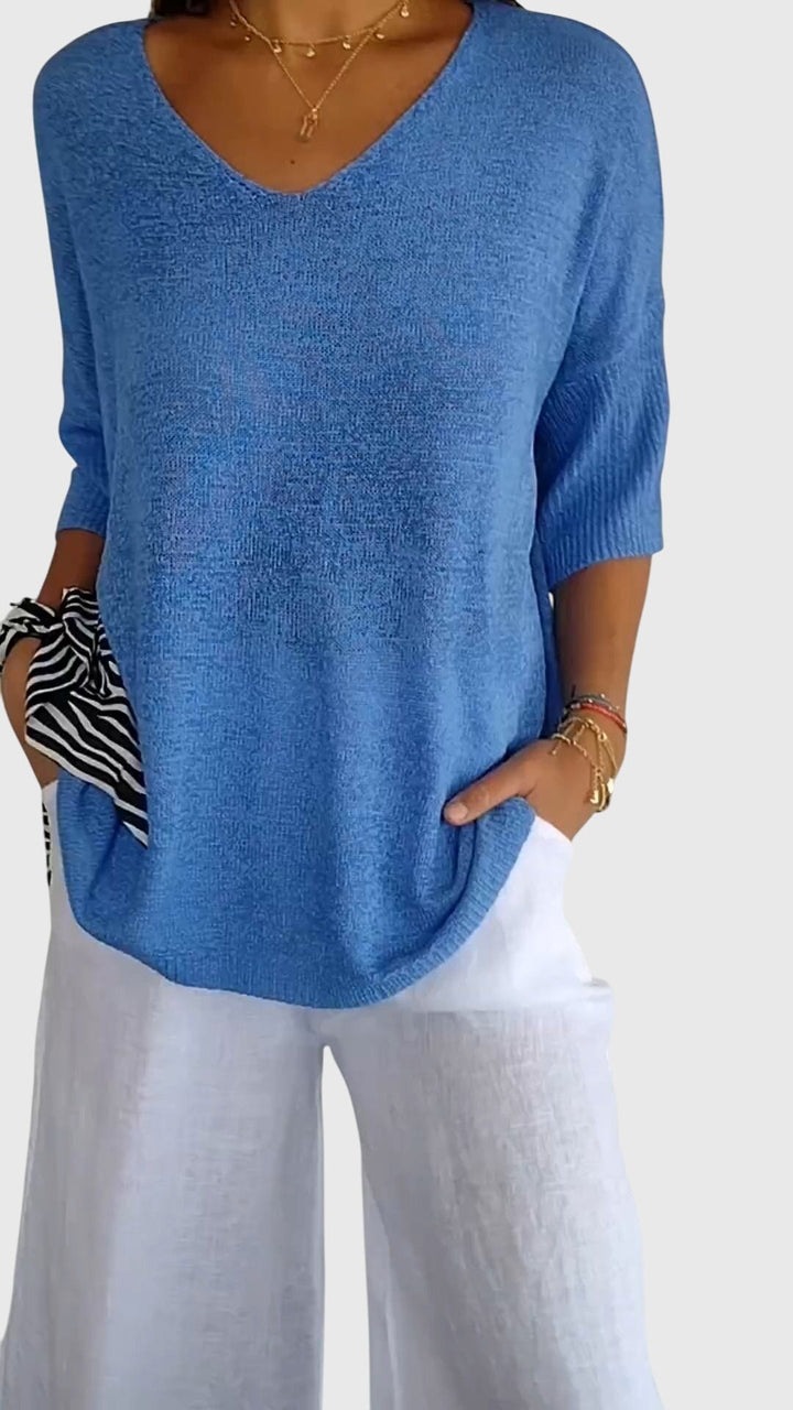 Cassandra™ - Elegant V-Neck Top