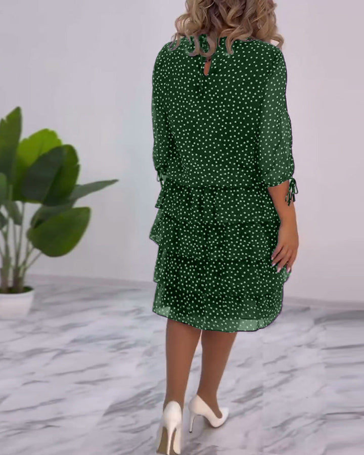Ava™ | Tiered Polka Midi Dress