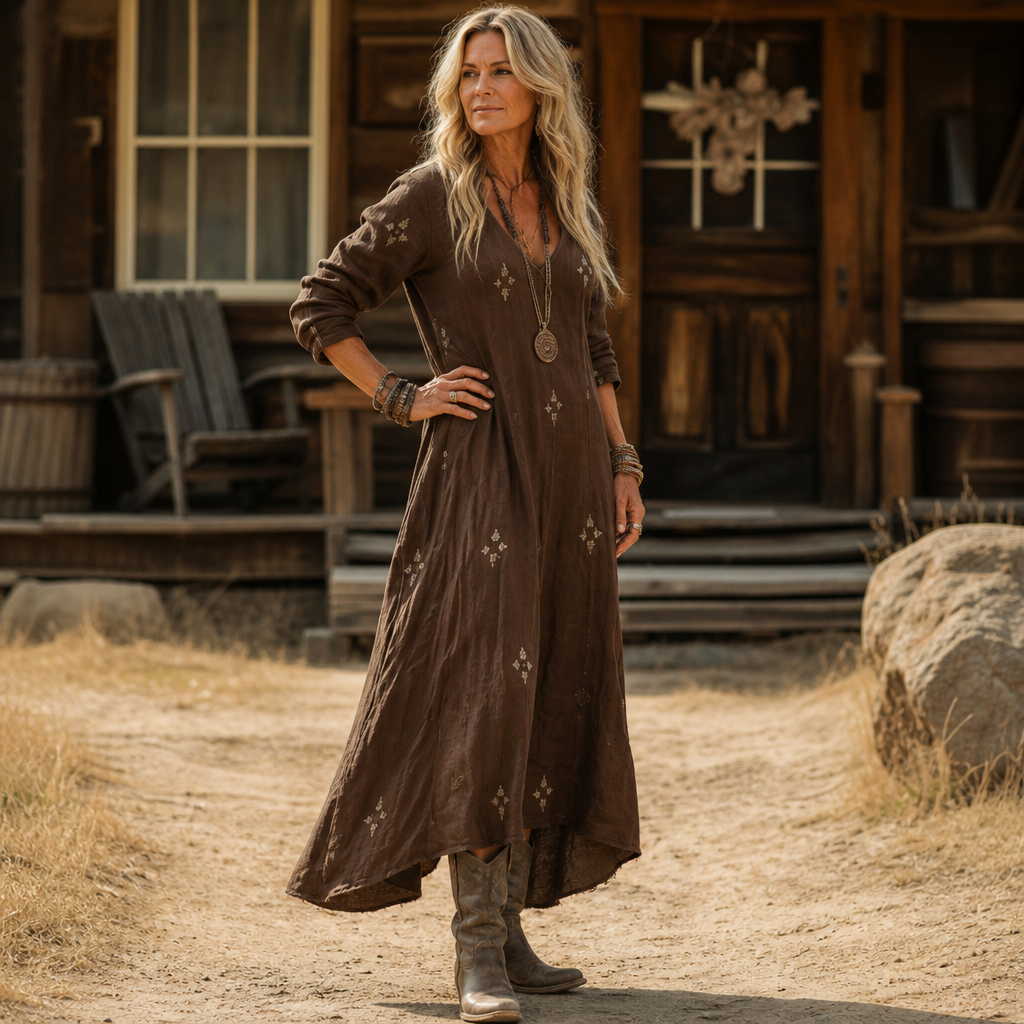 Evelyn | Vintage-Inspired Long Sleeve Casual Dress