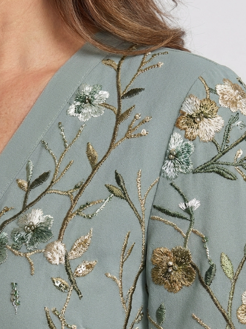 Amara™ | Floral V Neck Short Sleeve Maxi Dress