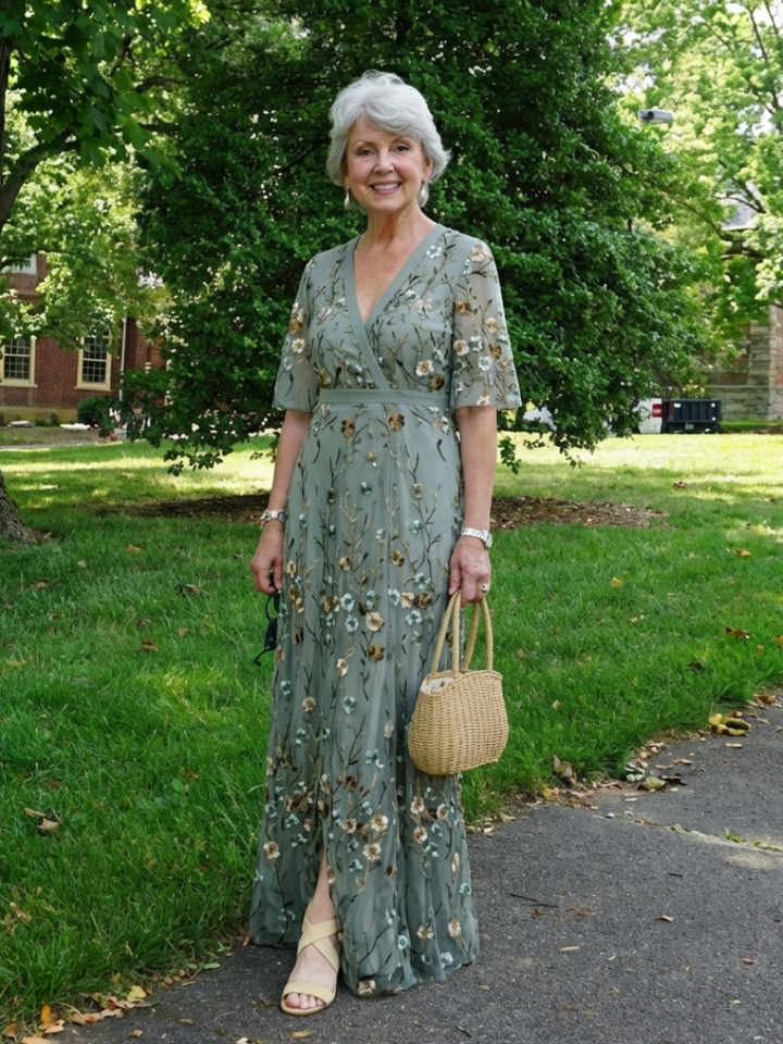 Amara™ | Floral V Neck Short Sleeve Maxi Dress