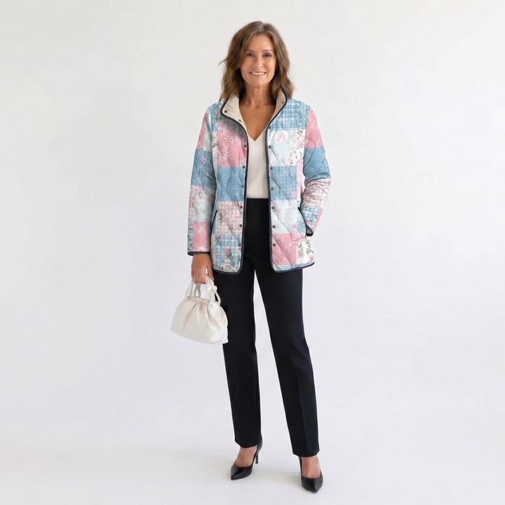 Jolene™ - Charming Vintage Floral Print Quilted Jacket