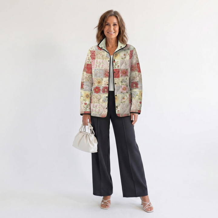 Zadie - Charming Vintage Floral Print Quilted Jacket