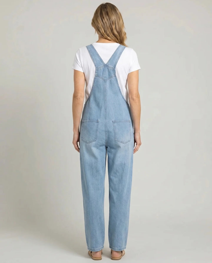 Mae | Vintage Soft Cotton Denim-Look Overalls with Adjustable straps