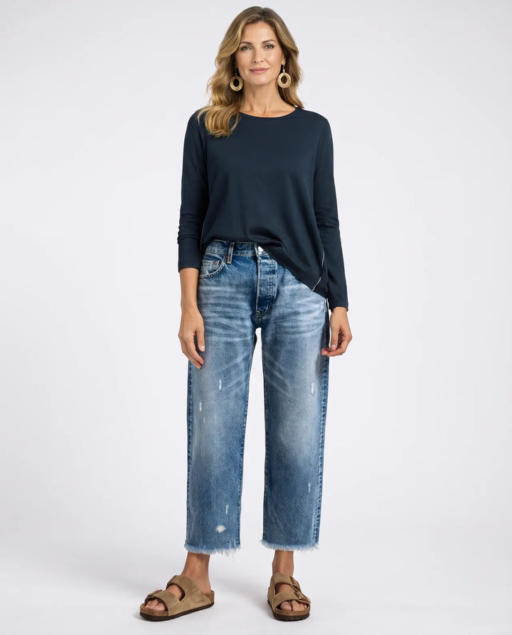 Aberjean | Retro Cropped Straight Jeans
