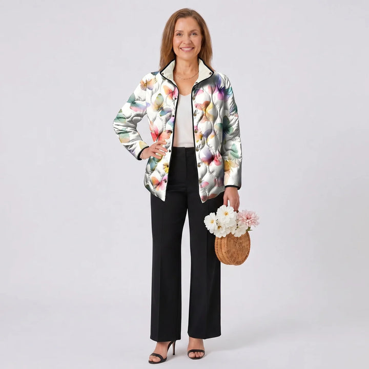 Faye™ - Charming Vintage Floral Print Quilted Jacket
