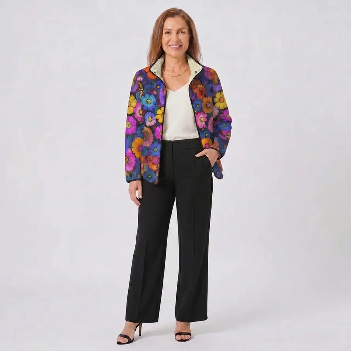 Rena - Charming Vintage Floral Print Quilted Jacket