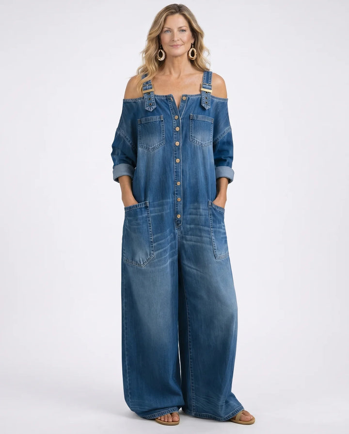 Sophia | Off Shoulder Denim Jumpsuit