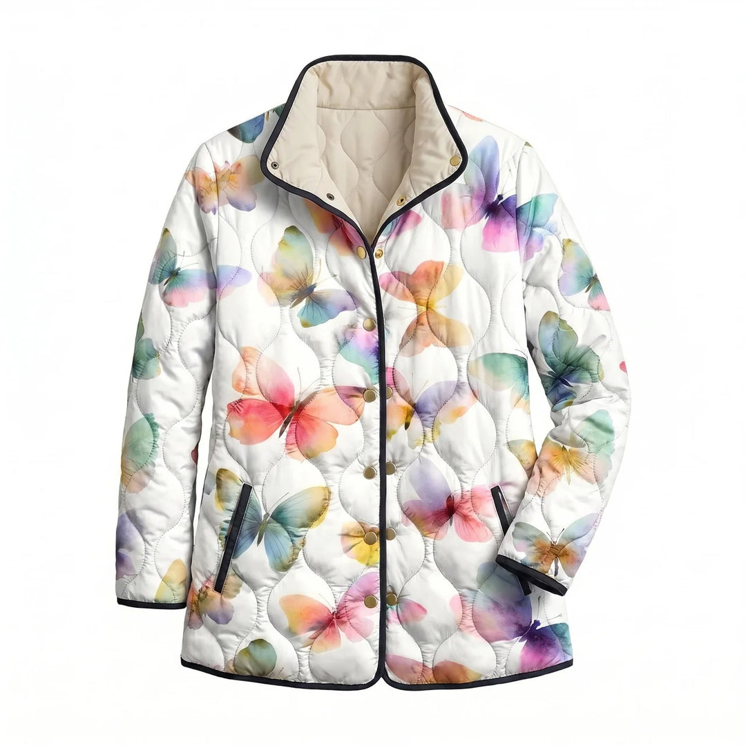 Faye™ - Charming Vintage Floral Print Quilted Jacket