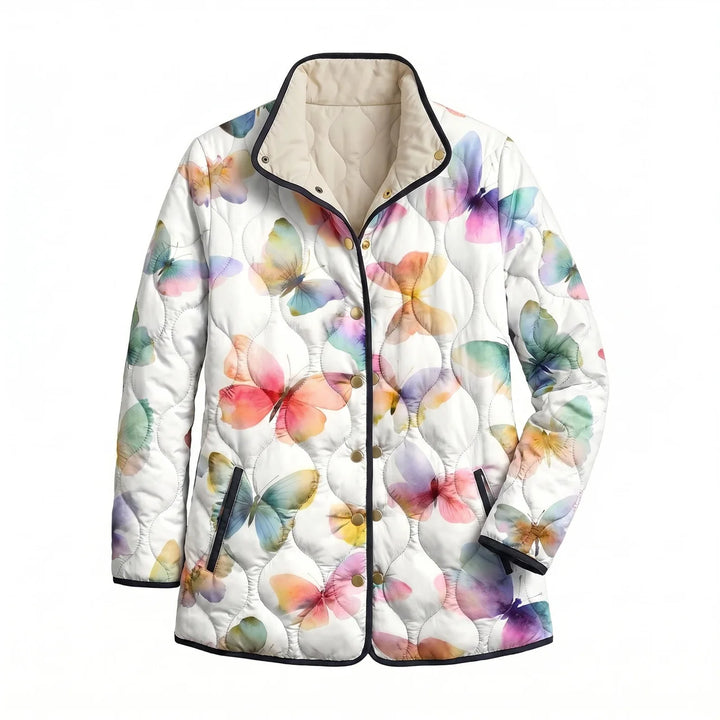 Faye™ - Charming Vintage Floral Print Quilted Jacket