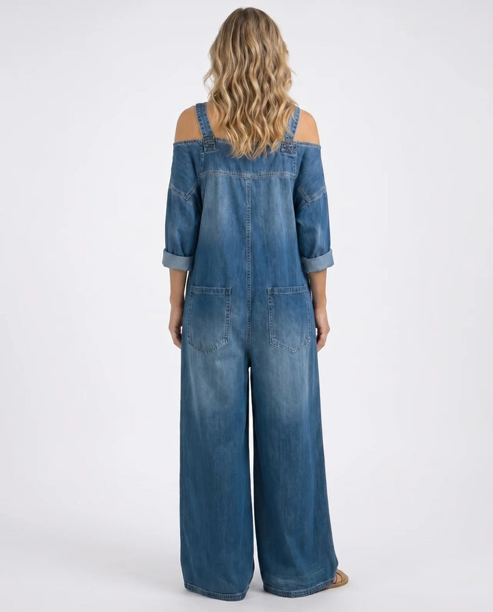 Sophia | Off Shoulder Denim Jumpsuit