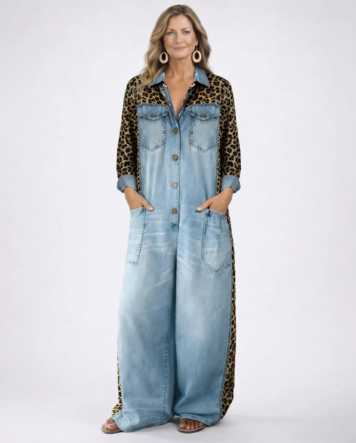 Amanda | One Piece Denim Shirt Jumpsuit