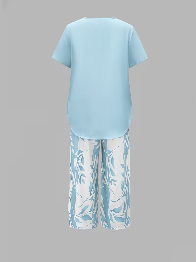 Arvessa™ - Casual Leaf Print 2-Piece Set