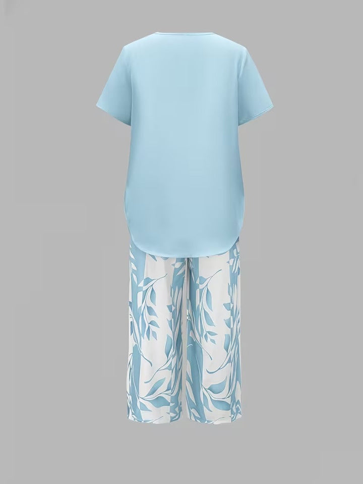 Arvessa™ - Casual Leaf Print 2-Piece Set