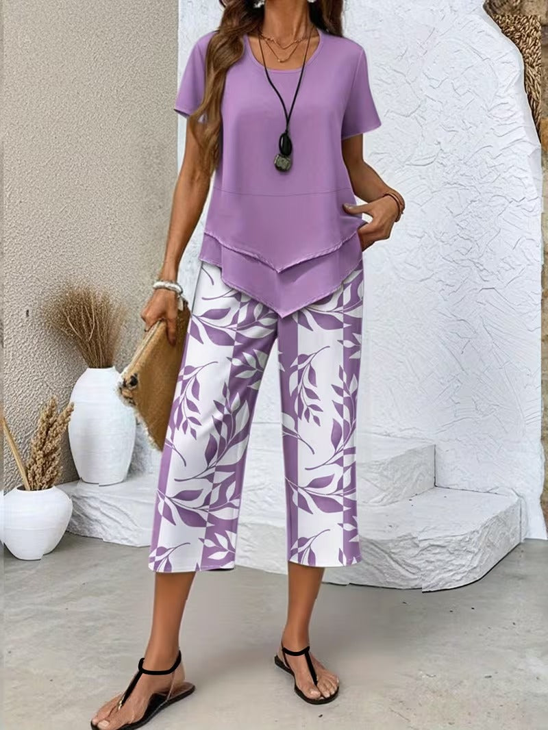 Arvessa™ - Casual Leaf Print 2-Piece Set