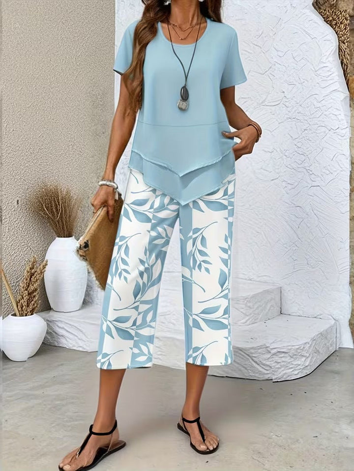 Arvessa™ - Casual Leaf Print 2-Piece Set
