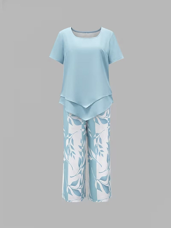 Arvessa™ - Casual Leaf Print 2-Piece Set