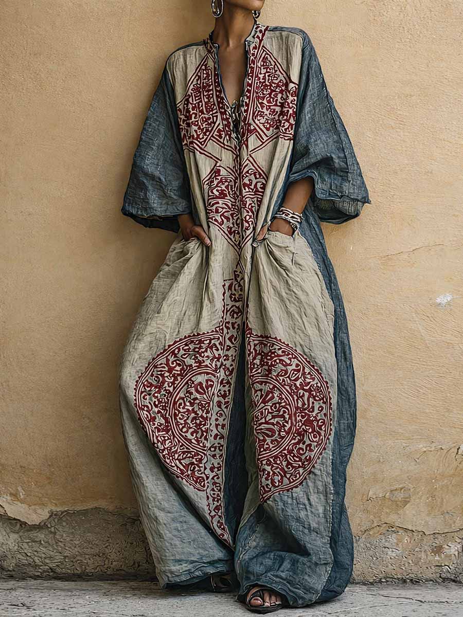 Mallory™ | Women's Vintage Print V-neck Jumpsuit