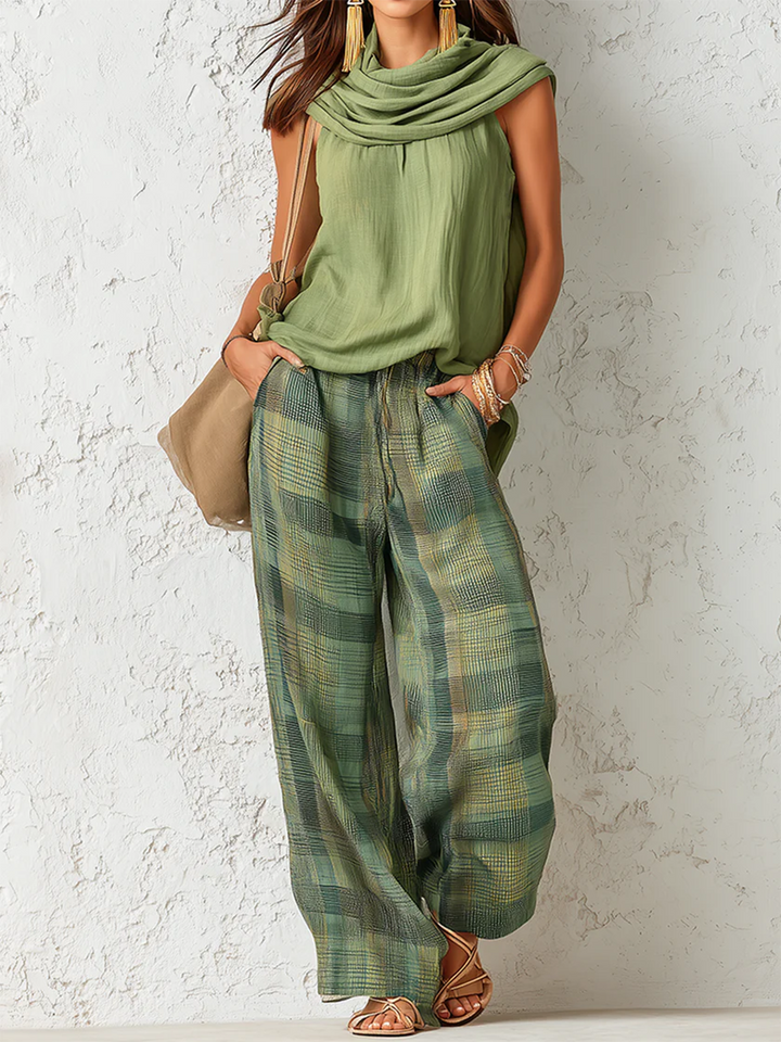 Opalina™ | Casual Draped Neck Two Piece Set