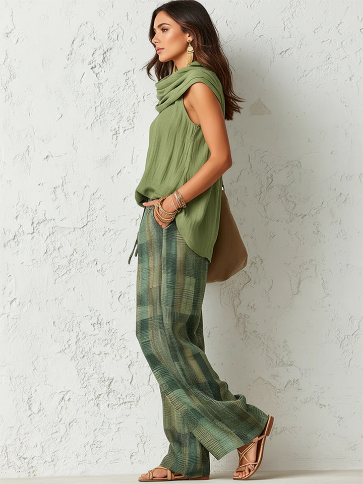 Opalina™ | Casual Draped Neck Two Piece Set
