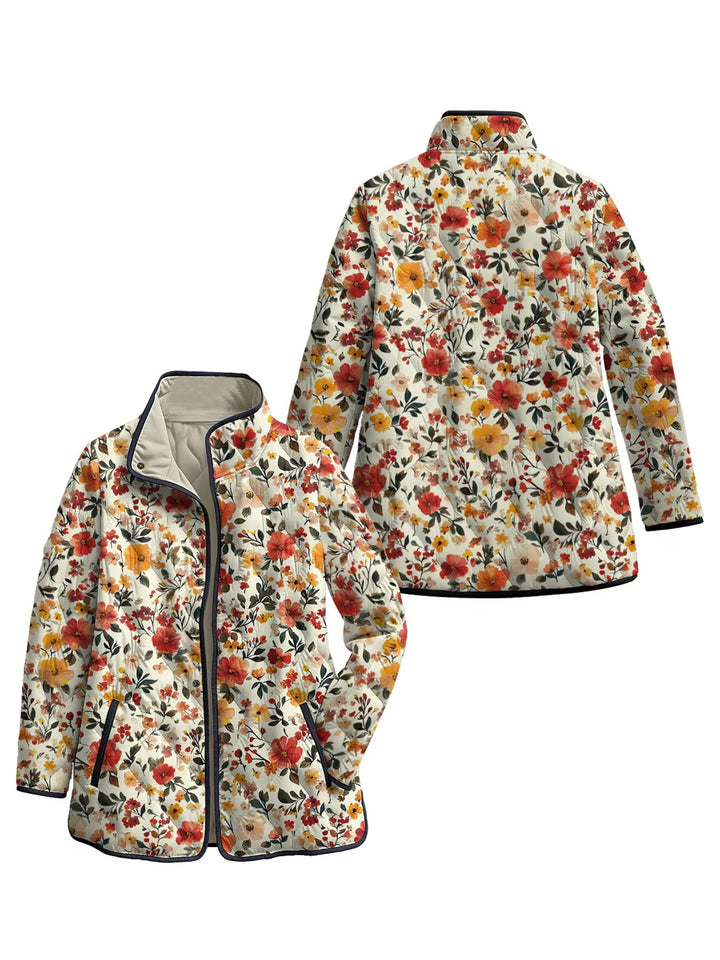 Zadie - Charming Vintage Floral Print Quilted Jacket
