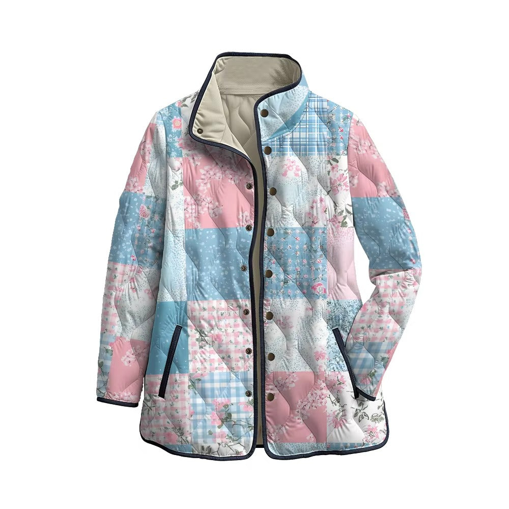Jolene™ - Charming Vintage Floral Print Quilted Jacket